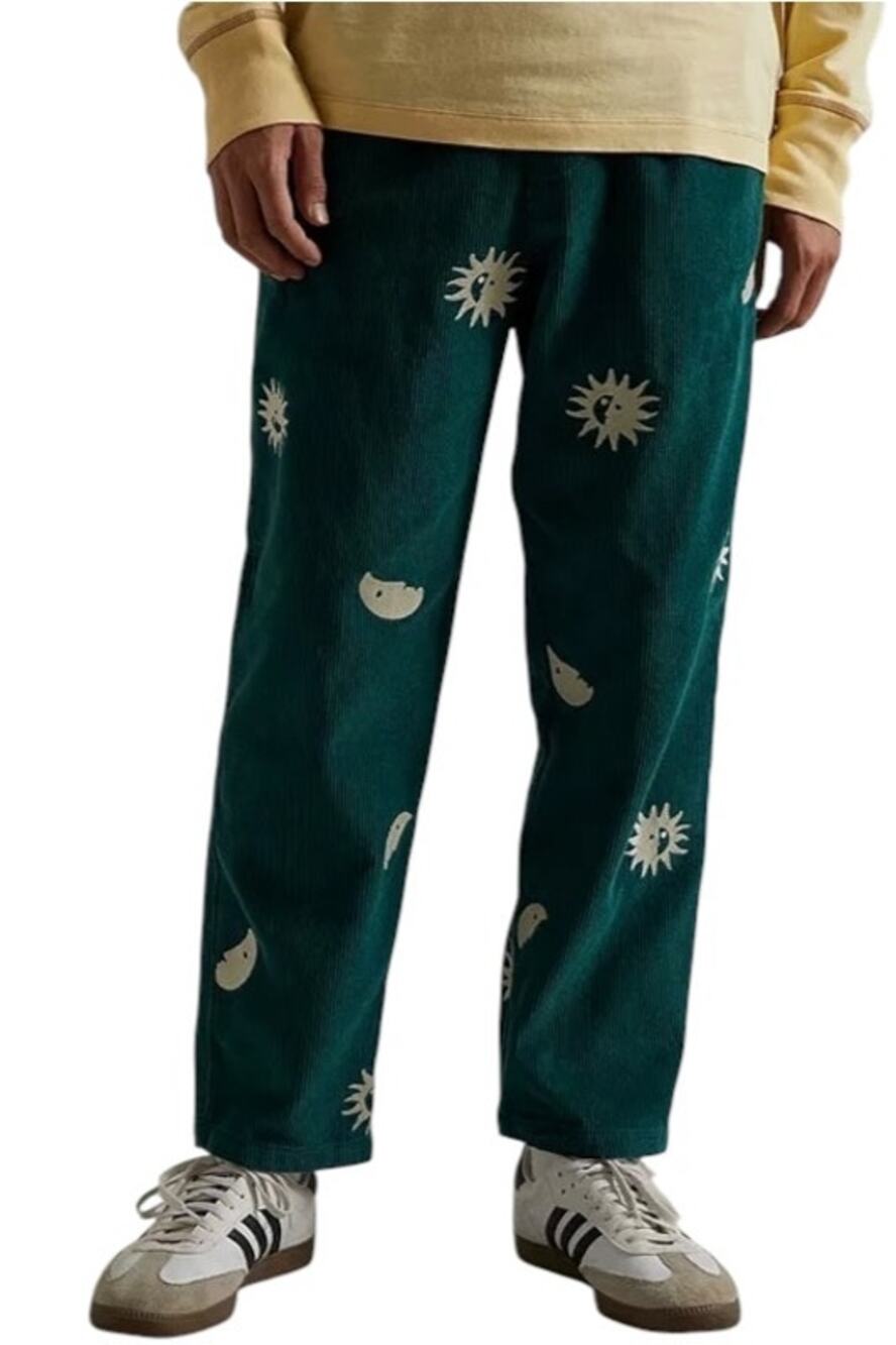 Urban Outfitters UO Men's Green Celestial Sun & Moon Corduroy Pants Size M